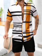 Summer Men's Short Sleeve Shirt And Beach Shorts Set Outdoor Sports Comfortable Men's Shorts Hawaii Men's Travel Casual Shirt -