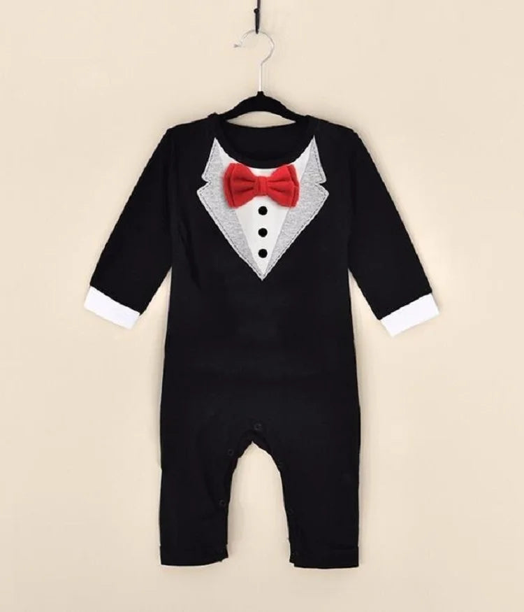 Dress your little gentleman in style with this cotton formal romper—perfect for baby boys who love to look sharp and charming! -