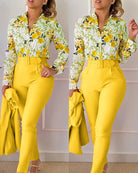 Casual Long Sleeve Shirt Pants Set -