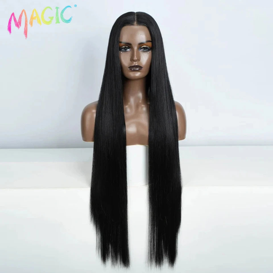 Achieve a magical transformation with this 38-inch ombre blonde lace front wig. Ideal for cosplay, events, or everyday wear, this wig offers a cute and stylish look that is sure to turn heads. -
