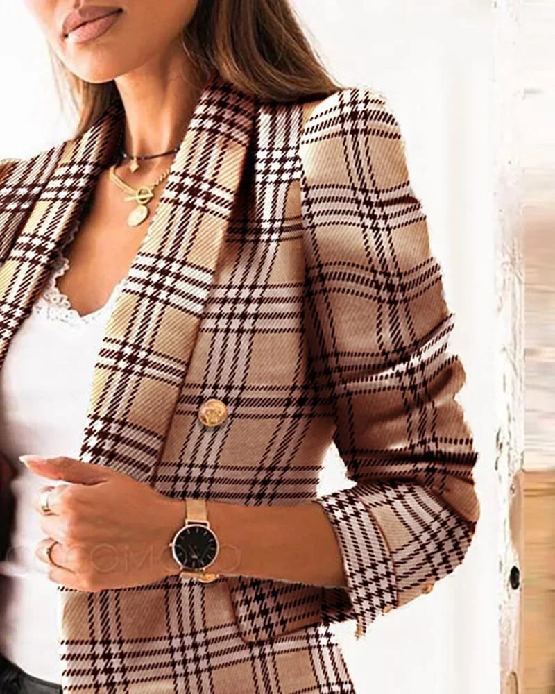 Black Floral Print Short Suit Jacket Long Sleeve Turn-down Collar Women's Fashion Cross-border Cotton Single-piece Blazer -