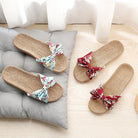 Ladies' Bohemian Style Bow Flower Linen Slippers Sandals Beach Shoes Home Shoes Beach Slippers Indoor Non Slip Shoes 2024 -