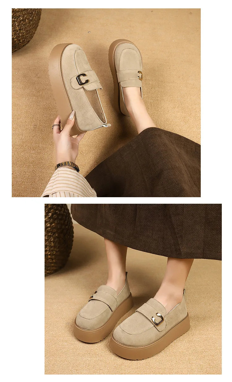 Elevate your style with these platform sole loafers for women. -