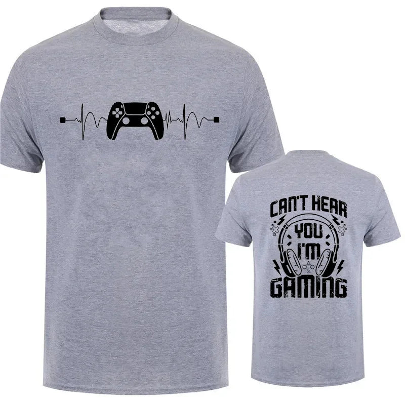 Level up your wardrobe with this unisex T-shirt featuring the funny slogan, Can't Hear You, I'm Gaming—perfect for gamers with a sense of humor! -