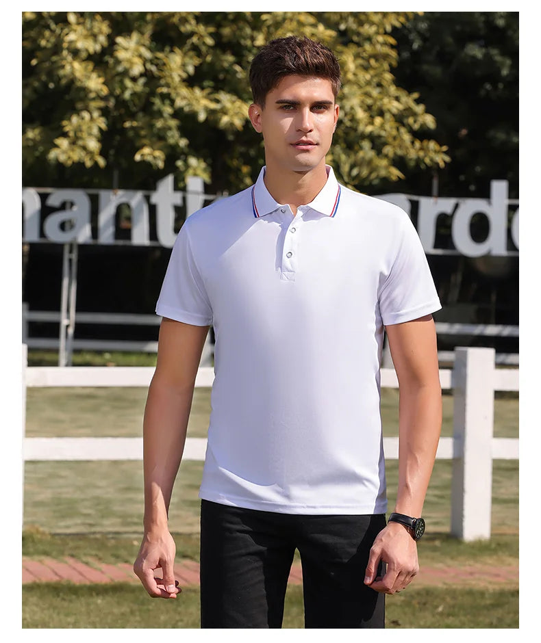 New Summer Men's and Women's Casual Collar T-shirt Breathable Short Sleeved Polo Shirt -