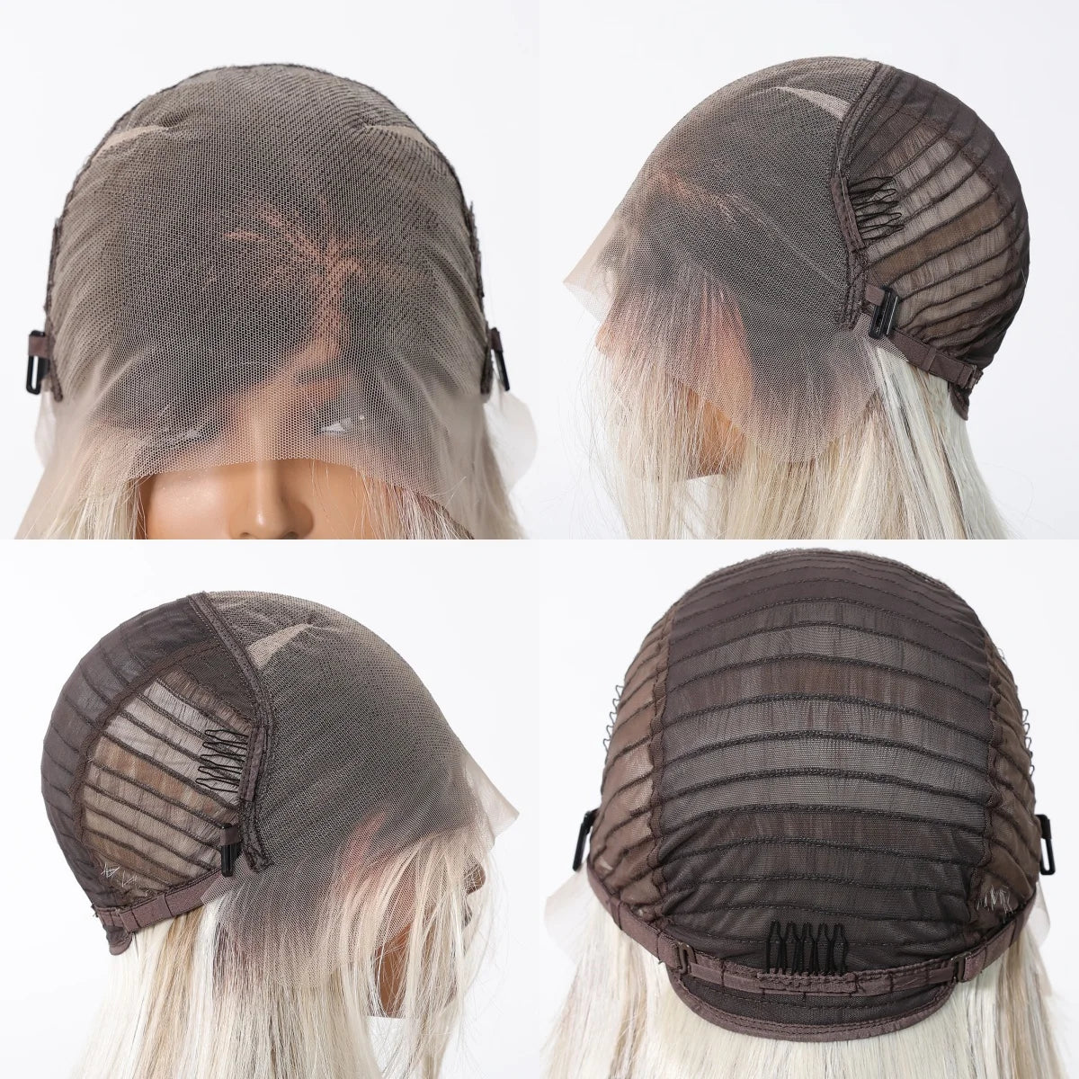 Glow with confidence wearing this ombre blonde platinum 13x6 lace frontal wig—long, straight, heat-resistant, and designed for a natural hairline, perfect for daily wear! -