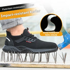 Braided safety shoes for men with steel toe protection, bump-proof, breathable, comfortable, lightweight, durable and safe. -
