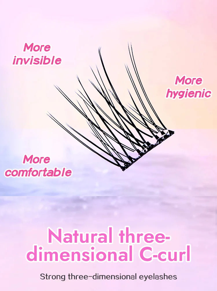 10 Rows of Large Capacity Glue-free False Eyelashes Single Cluster 10-12MM C-curled Natural Self-adhesive false Eyelashes -