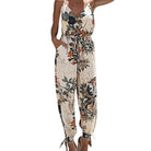 Dress to impress in this sexy and stylish women's summer jumpsuit. Featuring a backless design, deep V-neckline, floral print, and strappy details, this romper is perfect for making a statement with your outfit! -