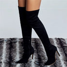 Eilyken Sexy Fashion Pointed Toe Over-The-Knee Boots Women Red Zipper High Heels Shoes Winter Striptease Motorcycle Long Botas -