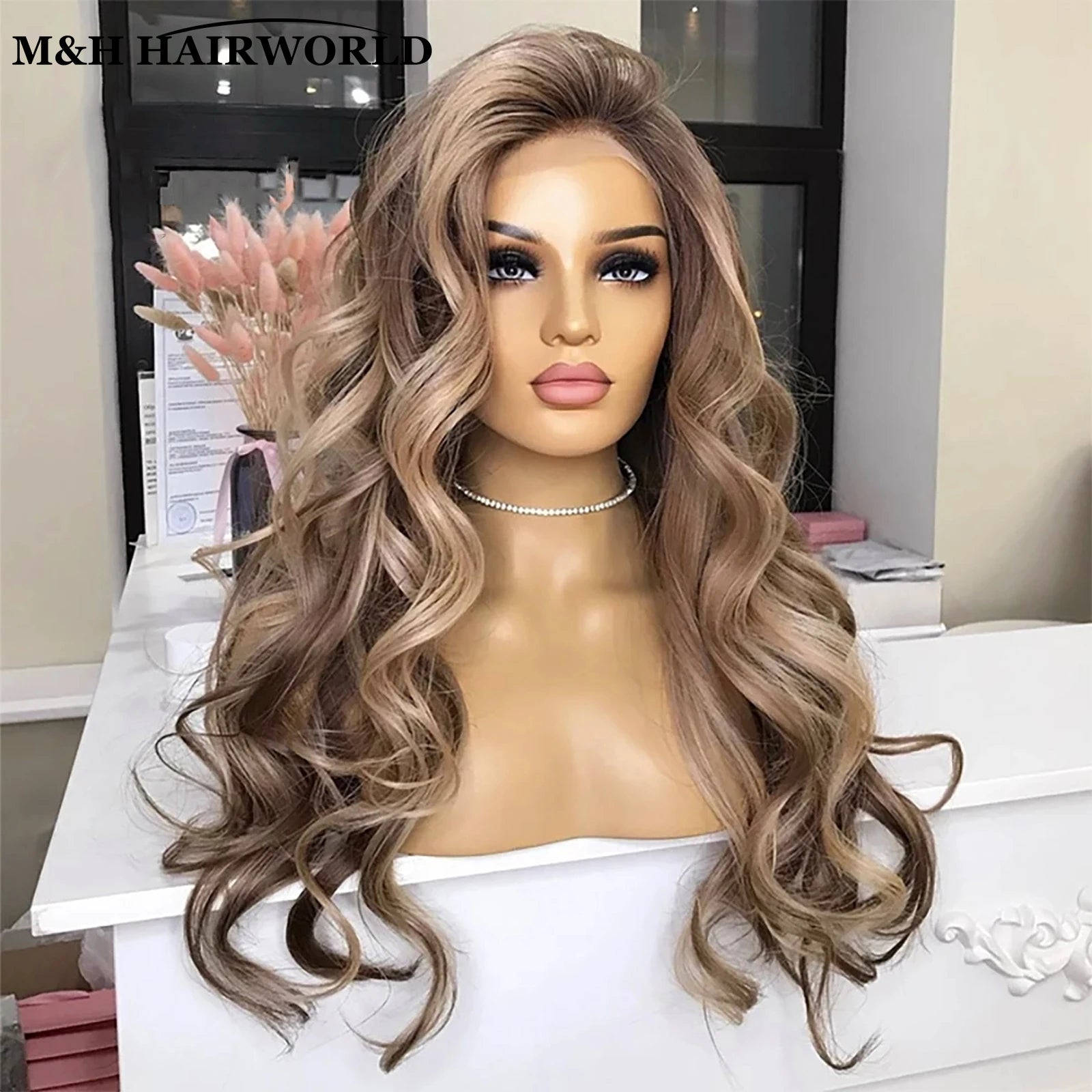 Turn heads with this stunning 30-inch lace frontal wig—natural body wave texture highlighted with beautiful ombre coloring for a flawless look! -