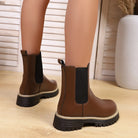 Shoes for Women Autumn and Winter New Round Toe Low Heel Women Boots Chelsea Motorcycle Boots Solid Color Casual Women Shoes 43 -