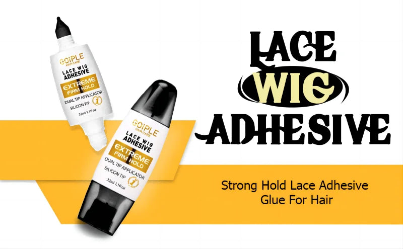 GOIPLE 32ml Lace Wig Adhesive Extra Hold Bonding Waterproof Dual Tip Applicator Invisible Front Toupee Glue Hair Extensions Tool -