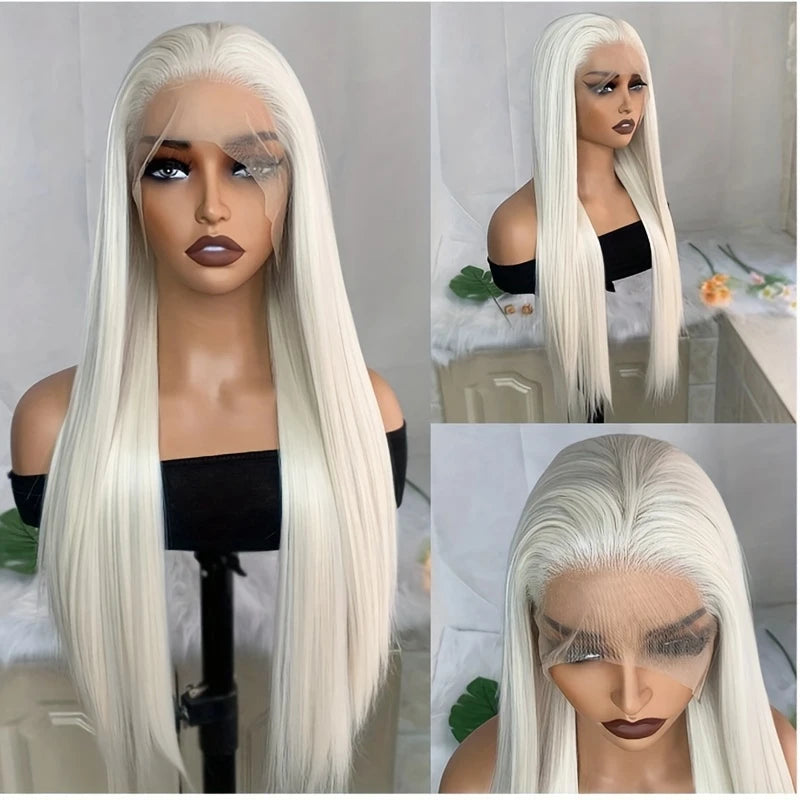 White Lace Front Wig for WomenGlueless Natural Hairline -