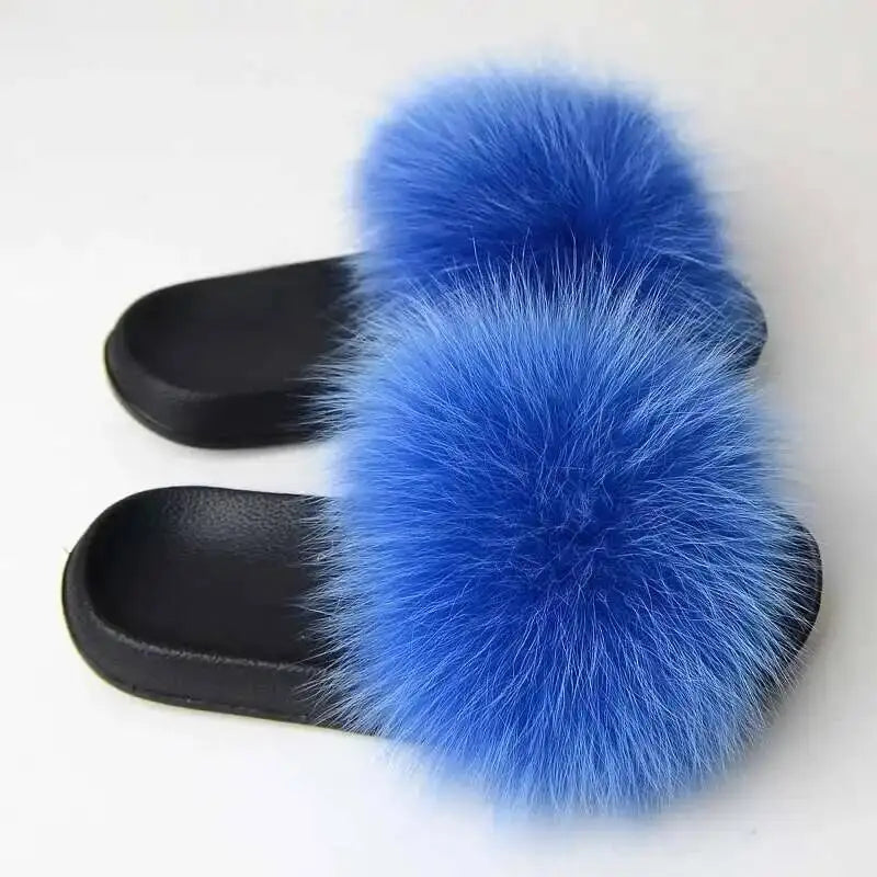 Real Fox Fur Slippers -