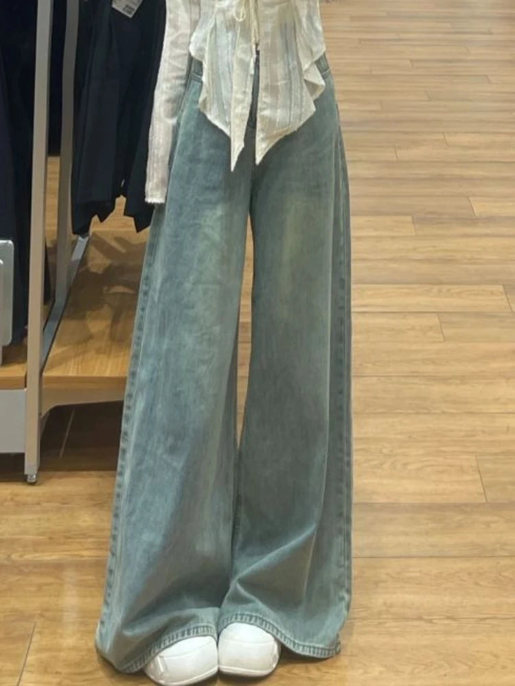 Elevate your style with these chic high-waist wide-leg jeans for women! -