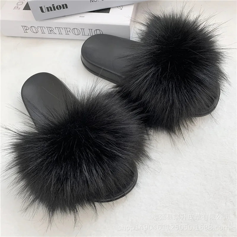 Faux Fur Slippers Women -