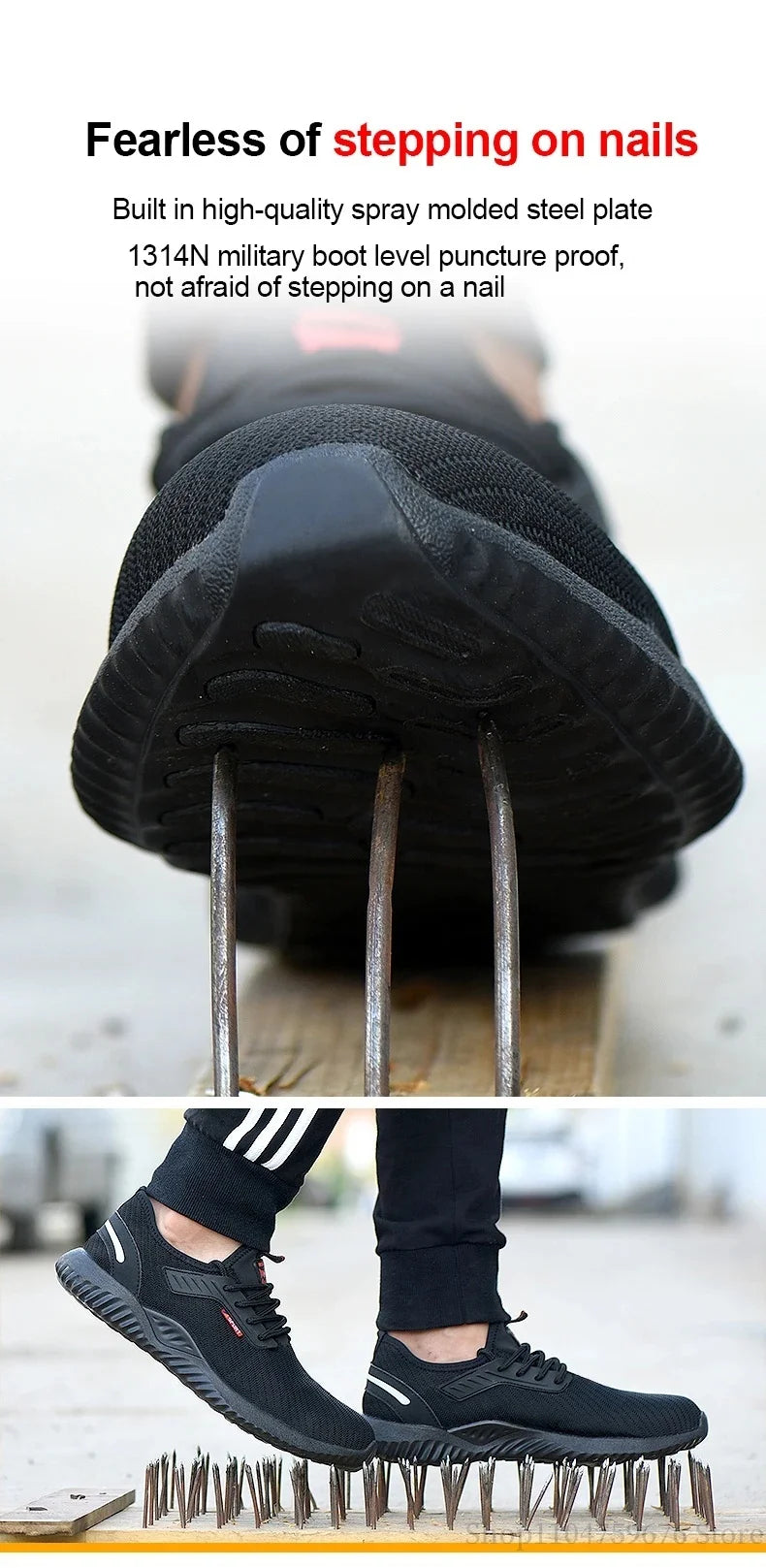 Braided safety shoes for men with steel toe protection, bump-proof, breathable, comfortable, lightweight, durable and safe. -