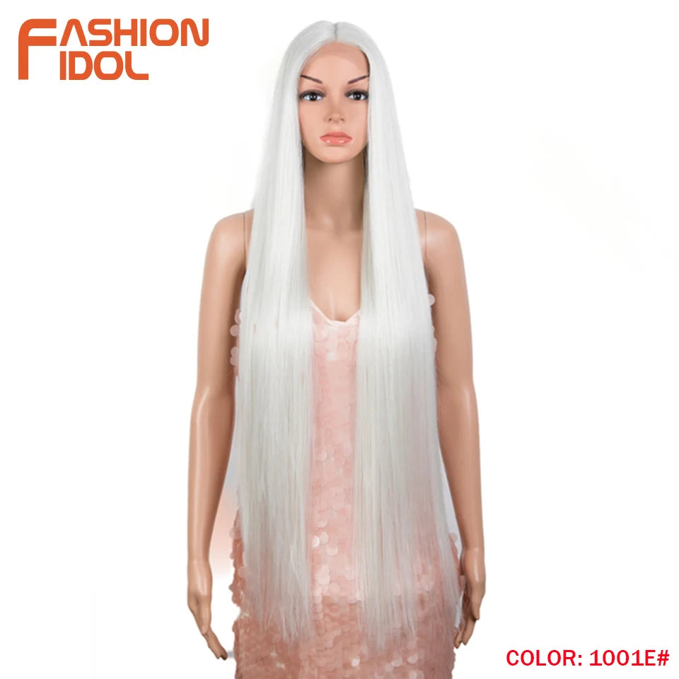 Make a bold statement with this super long 38 straight lace front wig—featuring a stunning Lolita pink and blonde blend, perfect for cosplay and standout style! -