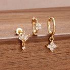 3PCS Stainless Steel Zircon Flower Earring Set for Women -