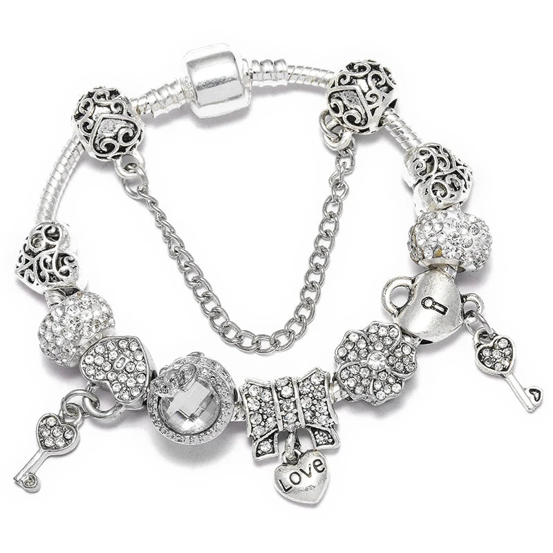 Pink Heart To Heart Beads Charm Bracelets -