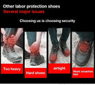 Braided safety shoes for men with steel toe protection, bump-proof, breathable, comfortable, lightweight, durable and safe. -