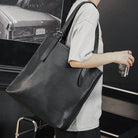 Soft Leather Tote Bag for Men Japanese Korea Style Business Casual Street Handbag Male Large Capacity Zipper Laptop Underam Bags -
