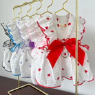 Pet dresses clothes for spring and summer dogs cats teddy bears Pomeranians plush toys hearts all cotton fabric -