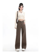 Rock the urban vibe with these baggy, high-street fashion, straight brown jeans for women! -