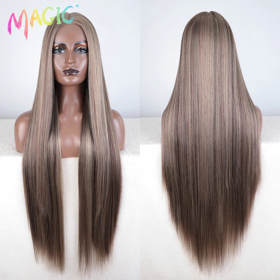 Achieve a magical transformation with this 38-inch ombre blonde lace front wig. Ideal for cosplay, events, or everyday wear, this wig offers a cute and stylish look that is sure to turn heads. -
