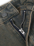 Rock the retro vibe with these baggy distressed low-rise vintage denim pants—loose, patched, and perfect for a cool mom style! -