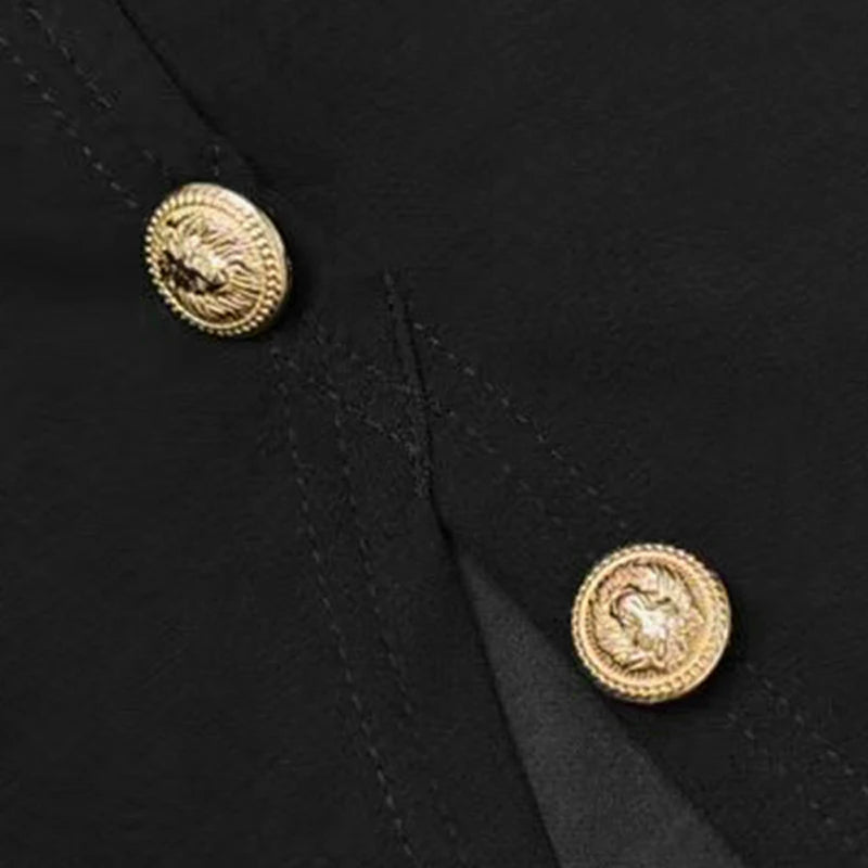 Modigirl Wedding Prom Evening Gown Party Slit Maxi Dresses for Woman 2025 New Lace Up Gold Button Womens Black Autumn Long Dress -