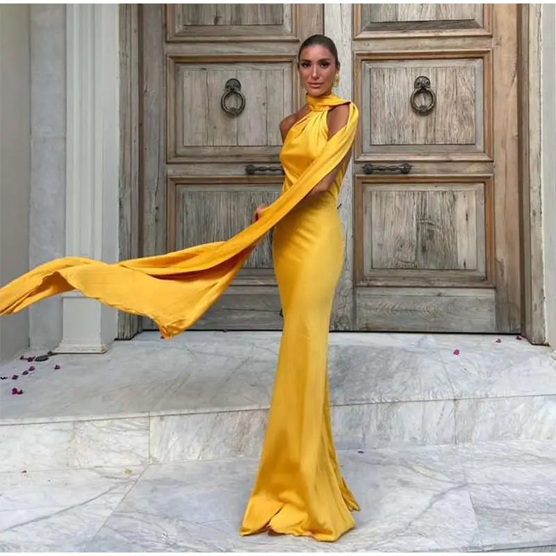 Elegant Ribbon Halter Dress -
