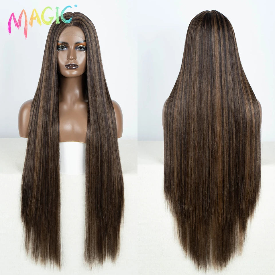 Achieve a magical transformation with this 38-inch ombre blonde lace front wig. Ideal for cosplay, events, or everyday wear, this wig offers a cute and stylish look that is sure to turn heads. -