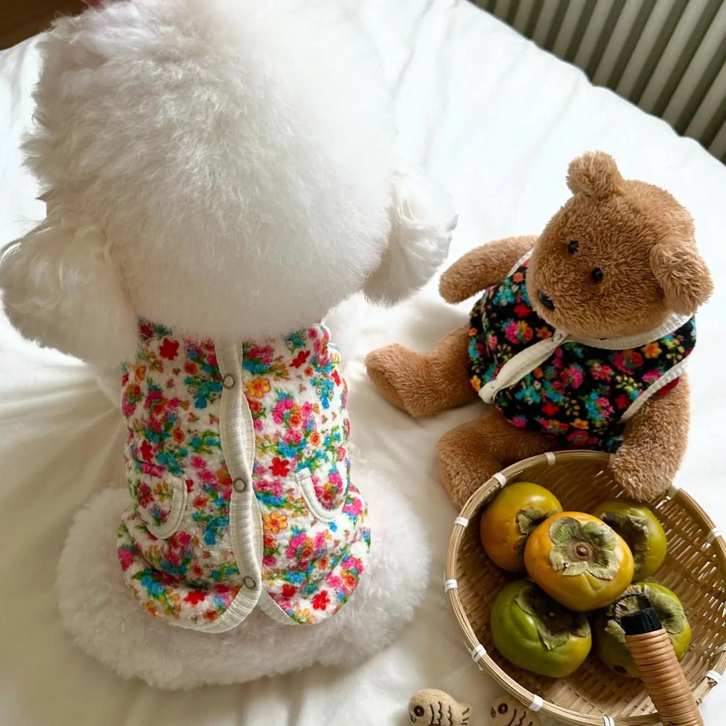Dress your pet in this classic shabby flower cotton outfit—a stylish and comfortable choice for your beloved furry friend! -