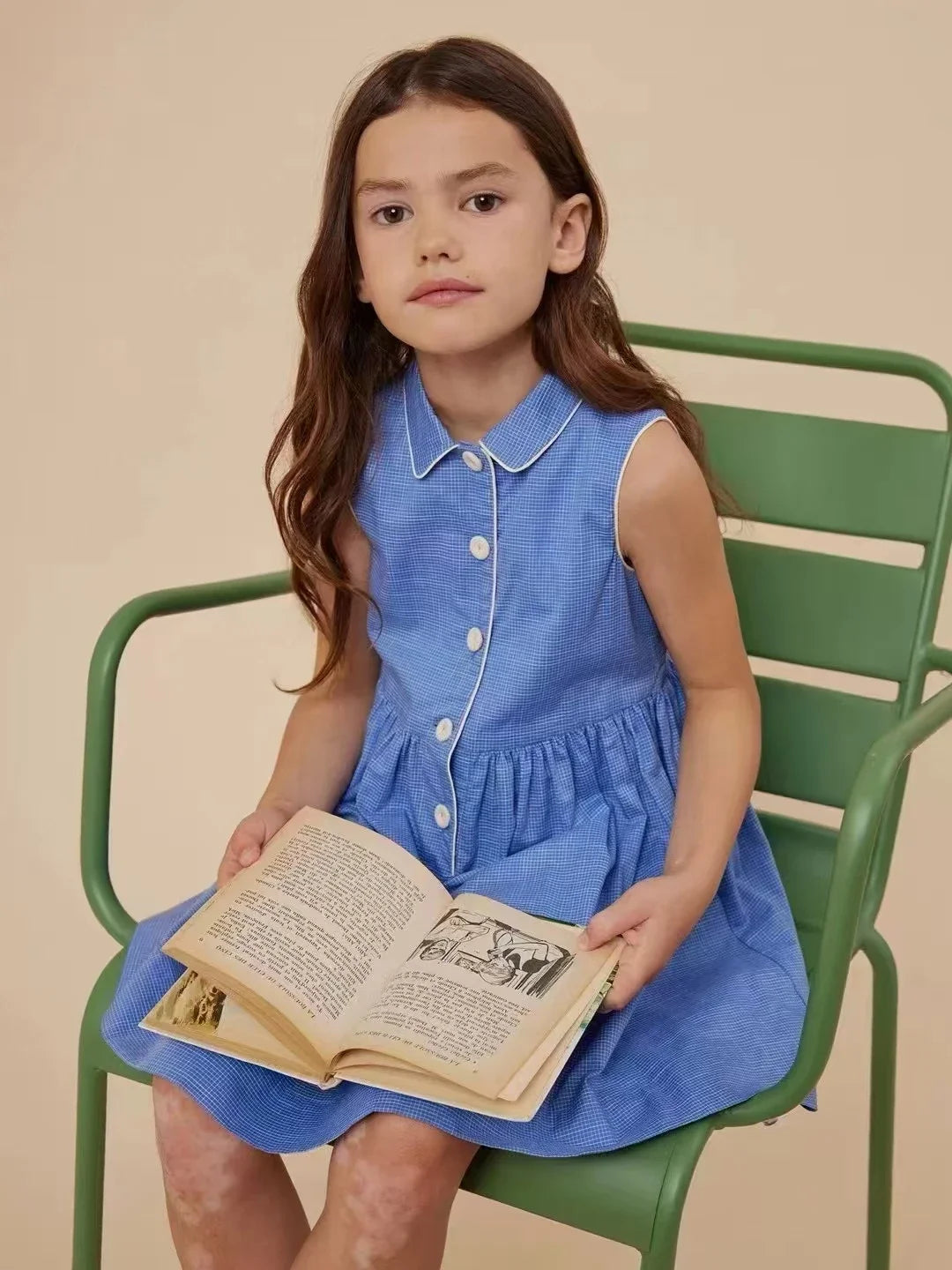 2025 New Kids Clothes Daily Wear Smocked Girls Dress Cotton ChildrenVacation Outfits Summer Casual Green Dresses Matching -