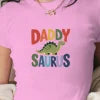 DADDY SAURUS illustration women's fashion short t-shirt -