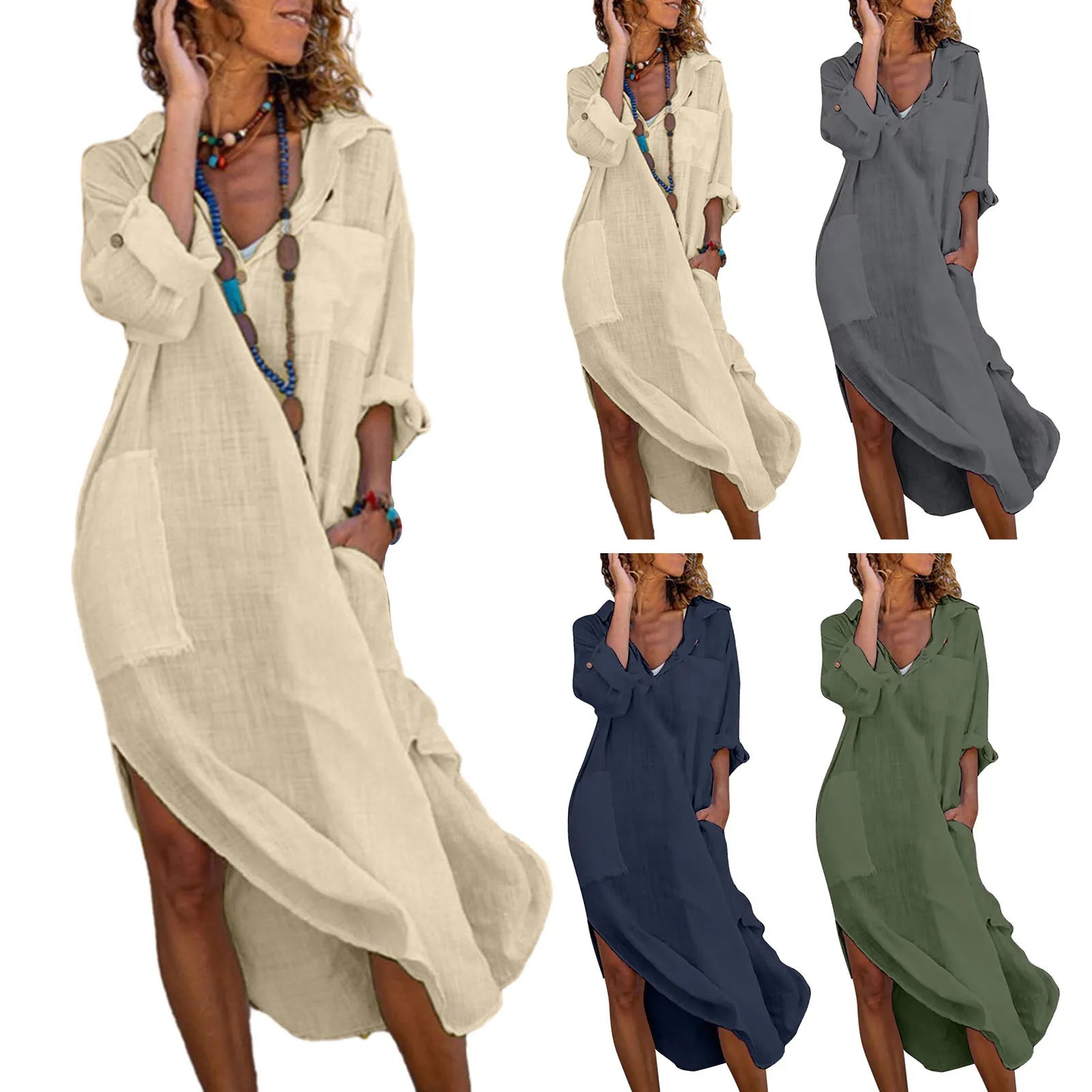 Dress Shirt for Women Linen Cotton Clothing -