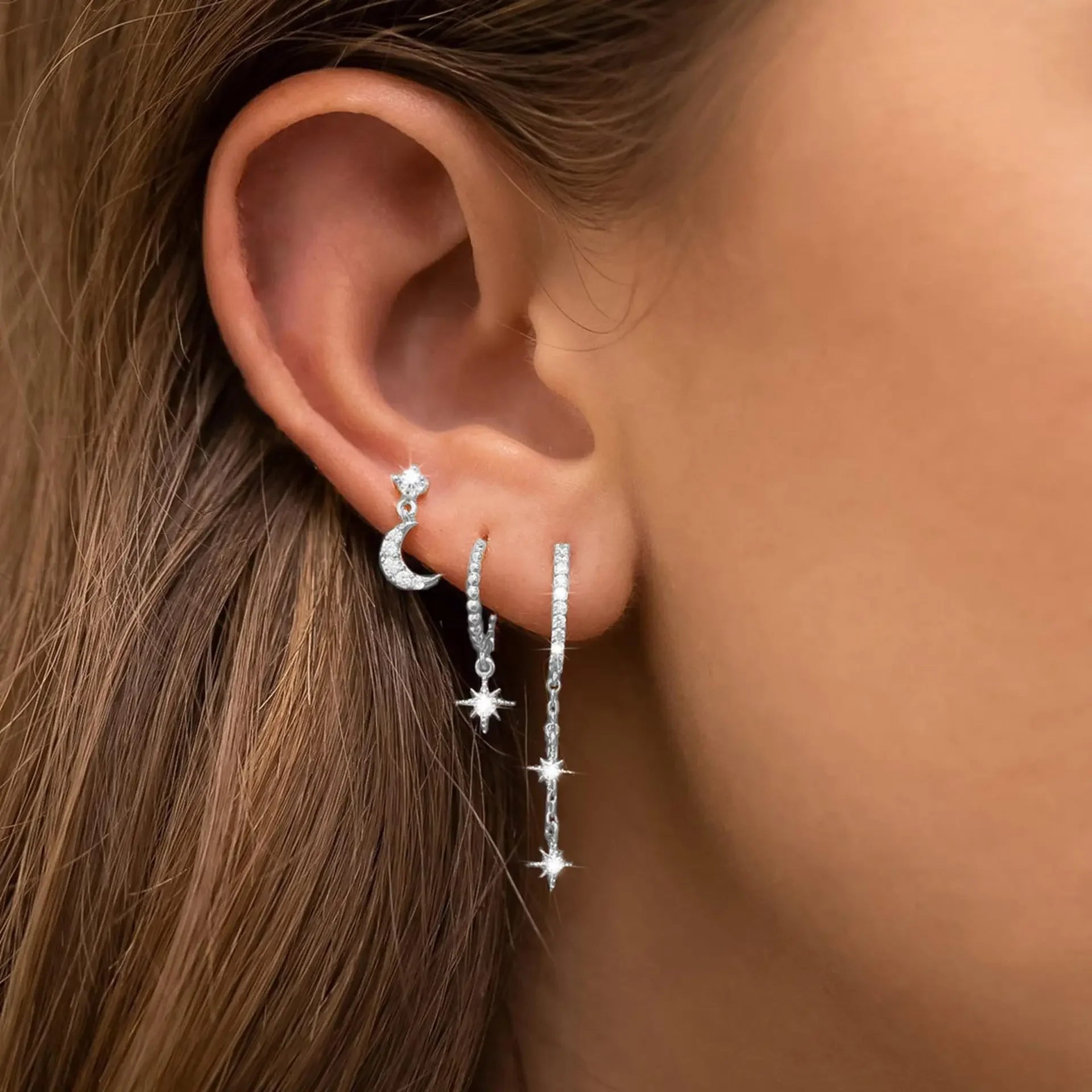 3PCS Leaf Tragus Huggie Earring -