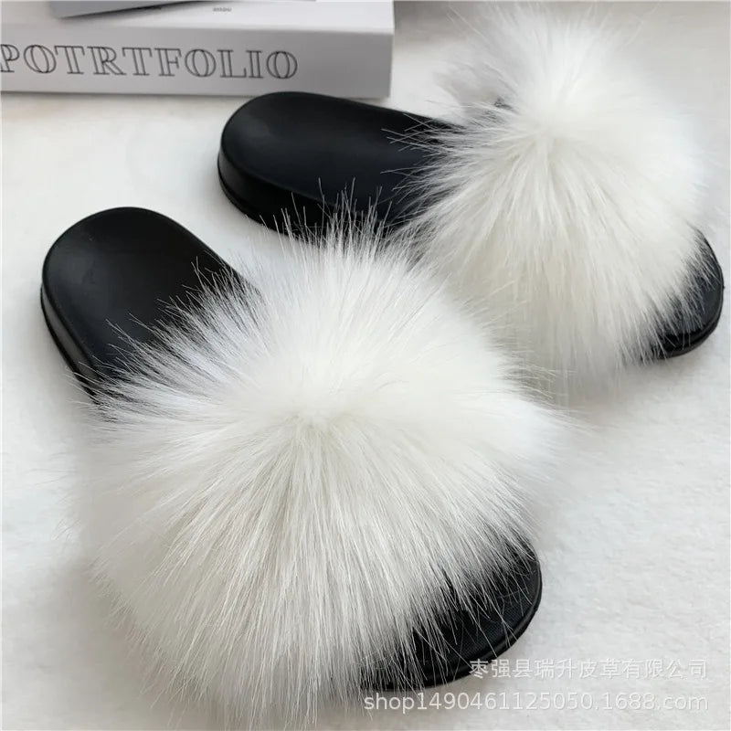 Faux Fur Slippers Women -
