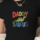 DADDY SAURUS illustration women's fashion short t-shirt -