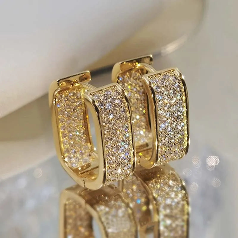 Stainless Steel Gold Silver Color Square Hoop Earrings -