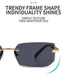 Rimless Sunglasses Rectangle Fashion Popular Women Men Shades Small Square Sun Glasses For Female Male Summer Traveling Oculos -