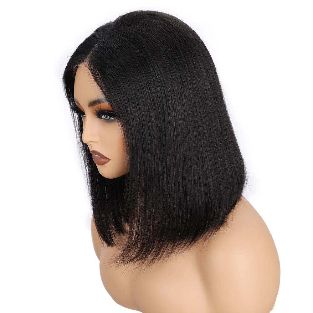Wear And Go Glueless Wigs Human Hair Bob Straight Pre Cut Lace Front Wigs Human Hair Upgraded No Glue Lace Front Wigs For Women -