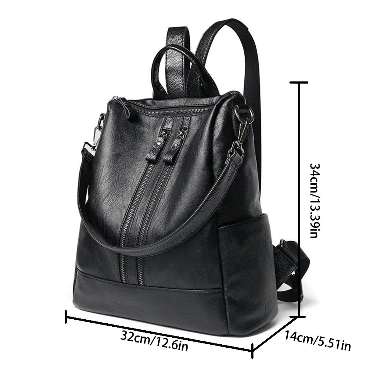 Enhance your style with this vintage leather-textured backpack. Featuring a quilted design, solid color, large capacity, adjustable straps, and secure zipper closure, it's a versatile and chic accessory for any outfit. -
