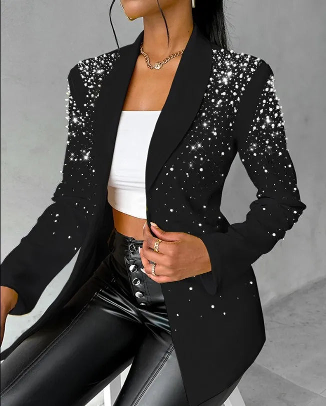 Stay trendy with these fashion blazers for women—streetwear-inspired slim long sleeve jackets with a turndown collar, perfect for casual autumn and spring wear! -