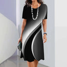 New Women's Dresses Striped Printed Elegant Casual O Neck Short Sleeve Summer Dresses Fashion Ladies Plus Size Clothing Vestidos -