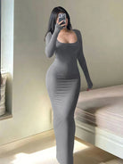 Women's Solid Long Sleeve Dress -