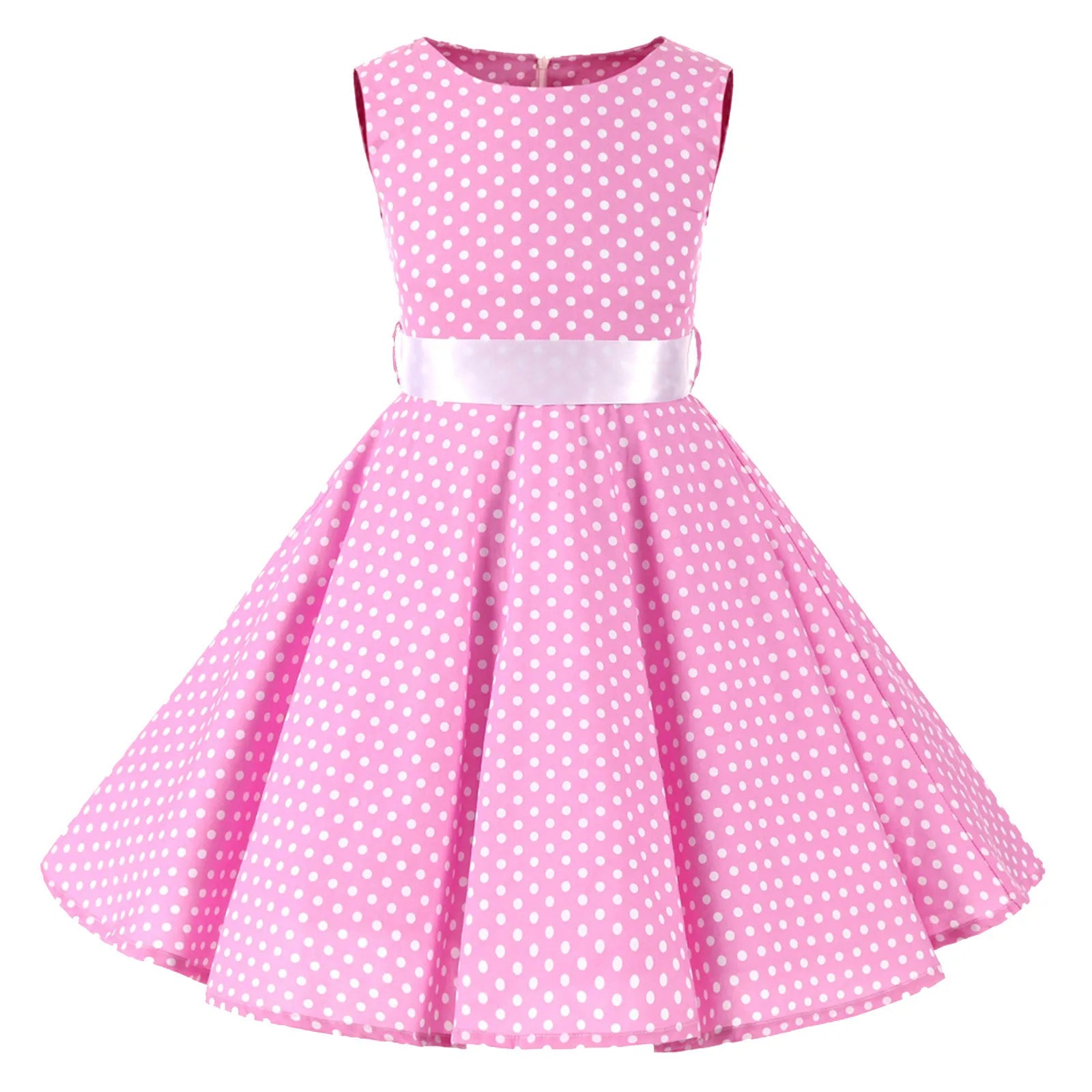 Outfits Party Sleeveless Gown Dress Kid Dots Prints Floral Children Girl Princess Clothes Girls Dresses Straight Dress -