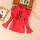 Teenage Girls Clothes Autumn Kids Blue Stripe Blouses Turn-down Collar Full Sleeve Shirt Children Cotton Tops School Girl Blouse -
